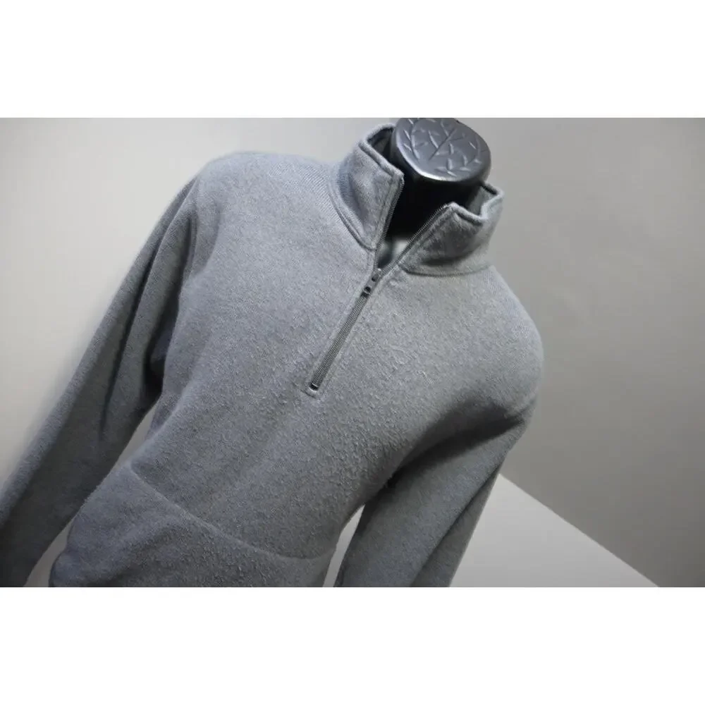 J Crew Sporting Goods 1/4 Zip Fleece Sweater‎ Gray Casual Prep Mens Sz Large